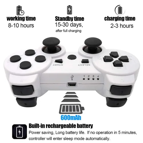 Vista 29 de Ceozon PS3 Controller Wireless 2 Pack Gamepad Compatible for PS3 Remote Joystick with Charging Cables Black and Black