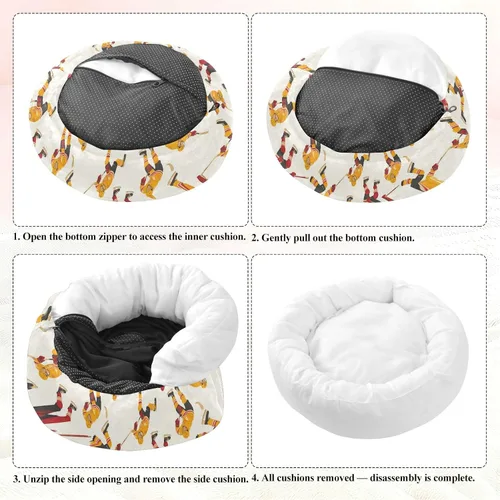 Vista 7 de Pet Dog Bed Removable & Washable Fluffy Kitten Beds for Extra Small Size Pets Sleeping XS Hockey Players Beige