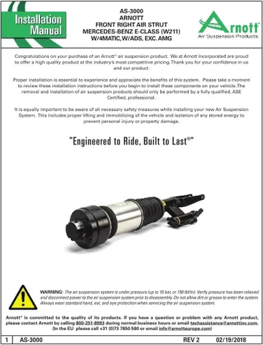 Vista 5 de Arnott Reemplazo para puntal de aire delantero derecho E320 E350 E500 E550 4Matic AWD