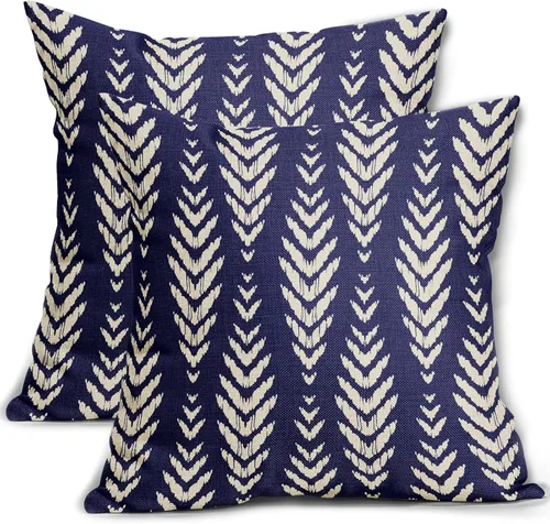 Vista 29 de Sweetshow - Juego de 2 fundas de almohada boho de 16x16 pulgadas, fundas de almohada étnicas bohemias negras con estampado geométrico de espiga