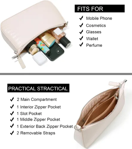 Vista 3 de NIUEIMEE ZHOU Bolso de hombro pequeño con 2 correas extraíbles para mujer