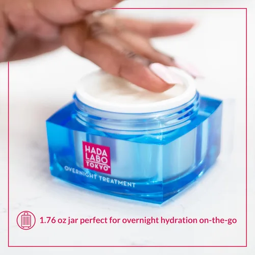 Vista 7 de Hada Labo Tokyo Tratamiento antienvejecimiento durante la noche, crema de noche con ácido hialurónico para hidratación intensa, renovación