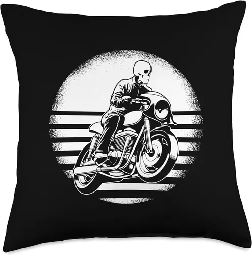Vista 4 de Cafe Racer Rider Skeleton Cafe racer banco moto chaqueta tiro almohada