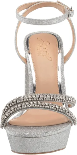 Vista 2 de Jewel Badgley Mischka Rochel - Tacón de plataforma con correas adornadas con piedras preciosas