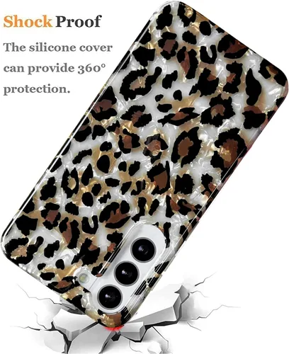 Vista 7 de J.west Funda para Samsung Galaxy S23 Plus de 6.6 pulgadas, Funda de Lujo con Estampado de Leopardo y Guepardo, Diseño Translúcido y Nacarado, Funda