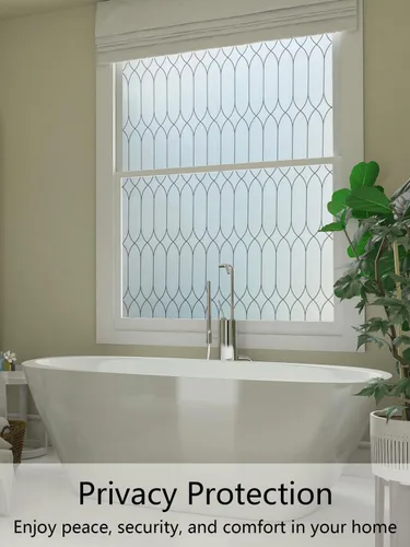 Vista 3 de Jahoot Película de privacidad para ventana, vidrio esmerilado para ventana, bloqueo solar, películas de privacidad para baño, vinilo esmerilado