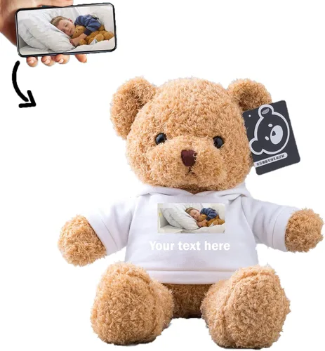 Vista 10 de Oso de peluche personalizado con texto + foto, oso de San Valentín, animales de peluche, juguetes de peluche como regalos personalizados para Negro