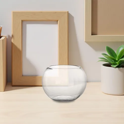 Vista 9 de POPETPOP Cuenco de pescado de vidrio transparente para tanque de escritorio compacto para decoración de oficina en casa para plantas, peces