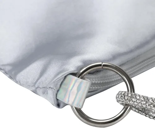 Vista 6 de Bolso de noche de satén para mujer, bolso de hombro con correa de diamantes de imitación para boda, fiesta, baile de graduación, Negro