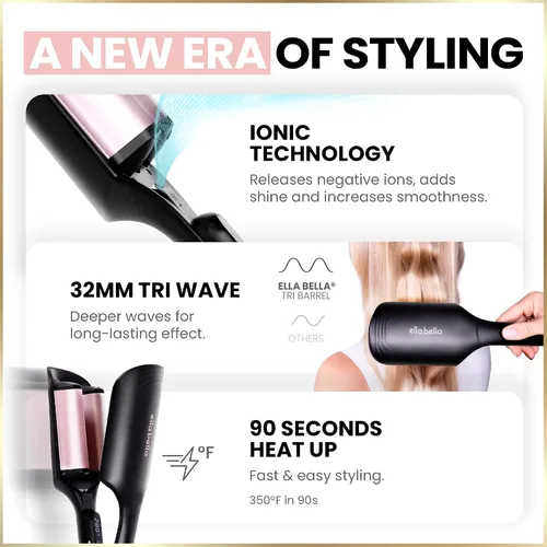 Vista 6 de ELLA BELLA® Ultimate Waver Rizador • Herramienta Rizadora • Ajustes de calor ajustables • Rizador de pelo de doble voltaje • Tecnología