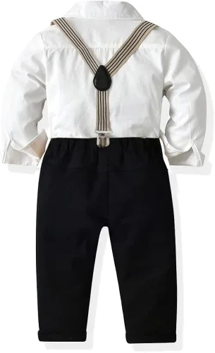 Vista 8 de Madonmay Conjunto formal de camisa con botones y tirantes para bebé 12-7 años