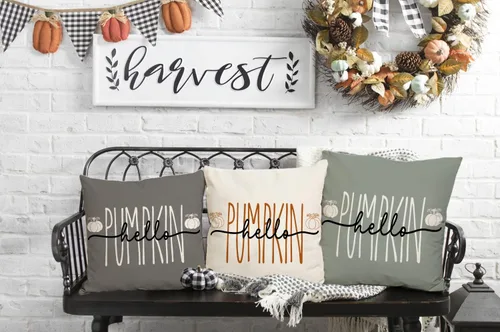 Vista 6 de Funda de cojín de calabaza Hello Pumpkin, de 18 x 18 pulgadas, funda de cojín cuadrada de otoño para Acción de Gracias, decoración rústica de granja