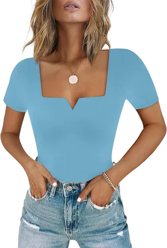 Vista 26 de Chunpin Body de manga larga para mujer, cuello cuadrado, muesca, cuello en V, traje de cuerpo de doble forro para salir, trajes de tanga Slim Fit