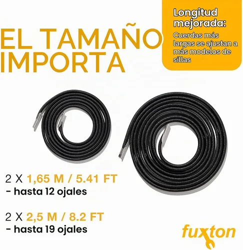 Vista 2 de Zero Gravity Bungee - Kit de repuesto para silla de gravedad cero, reclinable al aire libre, kit de reparación de muebles de patio, 4 cables