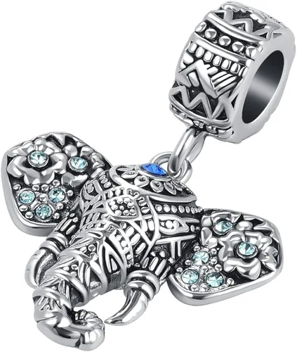 Vista 3 de QeenseKc Abalorio para pulseras europeas con diseño de elefante y mariposa diseño de oso de mamá
