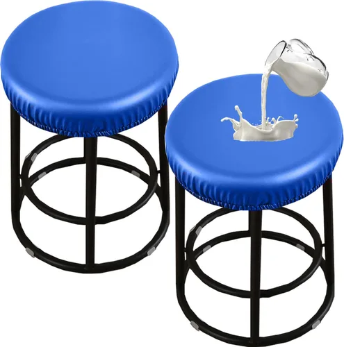 Vista 15 de HFCNMY Fundas para taburetes redondas, elásticas de poliuretano redondo, impermeables, fundas de asiento para taburetes de bar, fundas de asiento