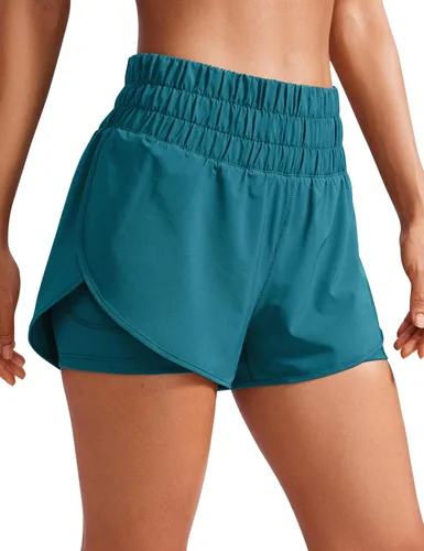 Vista 10 de CRZ YOGA - Pantalones cortos de correr 2 en 1 divididos para mujer de 3 pulgadas - Pantalones cortos de entrenamiento atlético de cintura alta