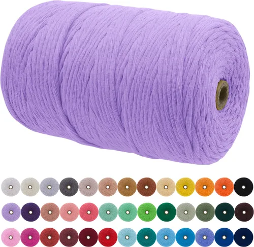 Vista 76 de JeogYong Cordón de macramé de un solo hilo 3 mm x 109 yardas (328 pies) Cuerda de algodón suave Hilo de macramé de 3 mm, suministros de macramé