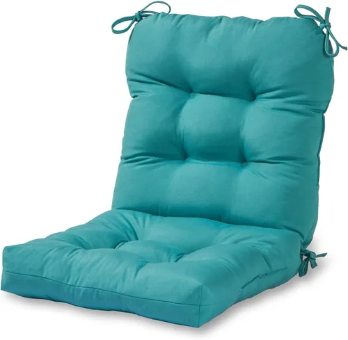 Vista 79 de Cojines para silla de exterior con bisagras, diseño de una sola pieza, cojín reversible para asiento y respaldo de patio con lazos, tela de Aloha