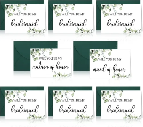 Vista 10 de Spakon 16 piezas de tarjetas "¿Serás mi dama de honor?" con sobres, estilo acuarela, floral, propuesta nupcial, dama de honor, matrona de honor