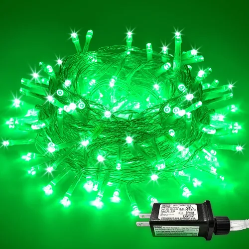 Vista 31 de QITONG Tira de luces rojas y verdes para exteriores, 165 pies, 500 luces LED de alambre transparente de Navidad para interiores, 8 modos de luz