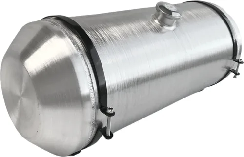Vista 2 de JSD Tanque de gas redondo de aluminio hilado de 14.5 galones de 12 x 30 pulgadas con soporte central de llenado 3/8 pulgadas NPT salida para camión