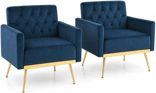 Vista 15 de KOMFOTT Velvet Accent Chair, Modern Tufted Arm Chair (1,Blue)
