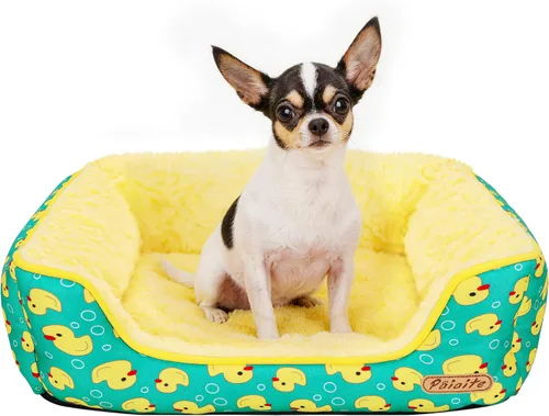 Vista 9 de Cama rectangular lavable para perros grandes, medianos y pequeños, camas suaves y relajantes, sofá cálido y duradero para mascotas con parte Rosa
