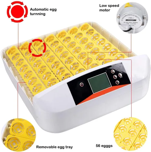 Vista 2 de Egg Incubators, 56 Incubator with Built-in LED Candler Poultry Hatcher, Temperature Humidity Control Automatic, Farm Brooding Incubator, for Chicken