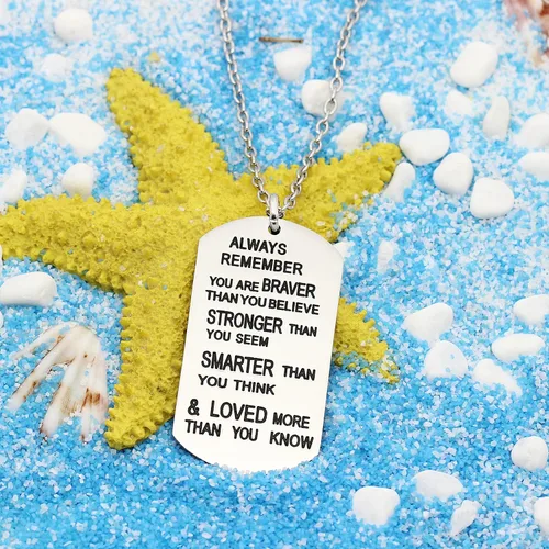 Vista 2 de lauhonmin Collar con colgante Always Remember You Are BraverStrongerSmarter Than You Think - Collar con colgante unisex para amigos de la familia