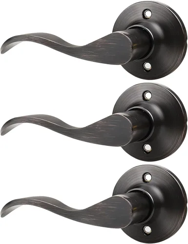 Vista 15 de GOBEKOR Paquete de 1 palancas de puerta para diestros, manijas de puerta francesas, manijas de puerta francesas de bronce aceitado, manija de puerta