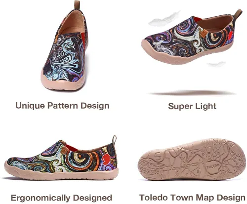 Vista 6 de UIN Mocasines pintados para hombre, zapatos de viaje sin cordones, zapatos de lona para caminar, casuales, ligeros, cómodos, a la moda, Toledo