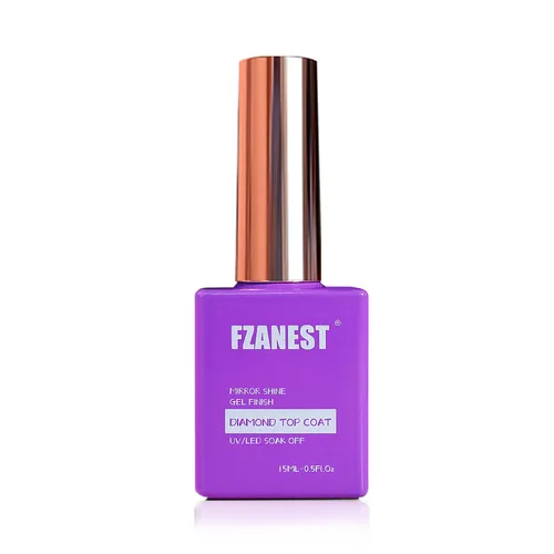 Vista 10 de FZANEST Esmalte de uñas de gel capa superior 2 * 15ML sin limpieza, capa superior de diamante, esmalte de uñas de gel transparente de alto brillo 2
