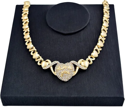 Vista 6 de Giffor - Juego de joyas para mujer con chapado de oro de 14 quilates brazalete aretes y collar