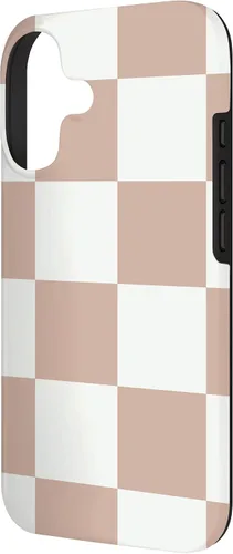 Vista 2 de Brown and White Classic Checkered Big Checkerboard Case for iPhone 17