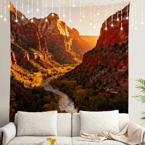Vista 23 de Shrahala Tapiz de pared de hojas de arce otoñal, hojas rojas sin costuras sobre negro para colgar en la pared, tapiz grande decorativo de fibra