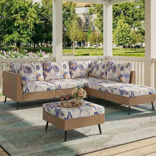 Vista 2 de hyha Fundas de cojín de sofá estampadas, fundas de sofá florales lavables para sofás con 2 cojines, fundas de cojín de patrón elástico para muebles