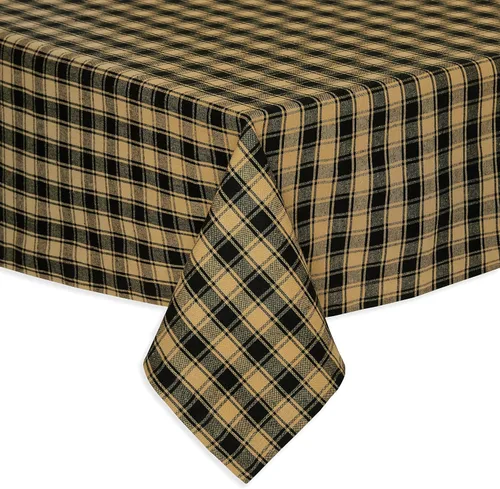 Vista 7 de Black and White French Check Fabric Tablecloth Woven Cotton, 52 x 70 Rectangular