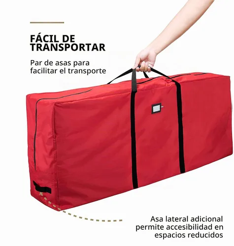 Vista 4 de ZOBER Bolsa de almacenamiento para árbol de Navidad, para árboles artificiales, bolsa de guirnalda, (juego de 3 piezas), material impermeable Rojo