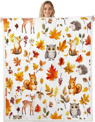 Vista 20 de Manta de temporada de otoño para niños y niñas, bonito forro polar de conejo de dibujos animados, regalos de feliz día de Acción de Gracias