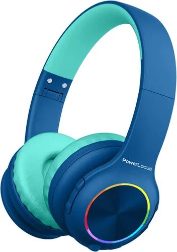 Vista 14 de PowerLocus PLED Auriculares Bluetooth para Niños, Auriculares Inalámbricos para Niños con Luces LED, Volumen Seguro de 74/85/94dB, Micro SD, Cable