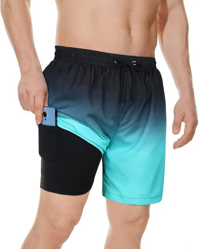 Vista 2 de Zando Traje de baño para hombre, pantalones cortos de playa de secado rápido para hombre, trajes de baño para playa, pantalones cortos de natación