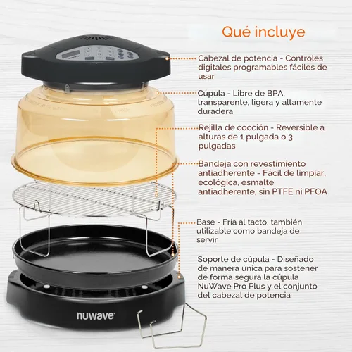 Vista 8 de Nuwave Horno infrarrojo Pro Plus 2, encimera, convección, cocina fresca o congelada, sin descongelación ni precalentamiento, cocina saludable, calor