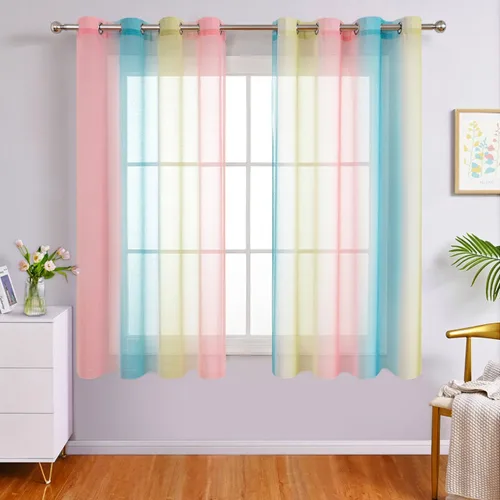 Vista 13 de WUBODTI Cortinas de arcoíris para decoración de dormitorio de niñas, 63 pulgadas de largo, con temática de princesa de unicornio, cortinas Rosa