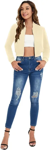 Vista 3 de SweatyRocks Chaqueta tipo bombardero de manga larga con cremallera para mujer