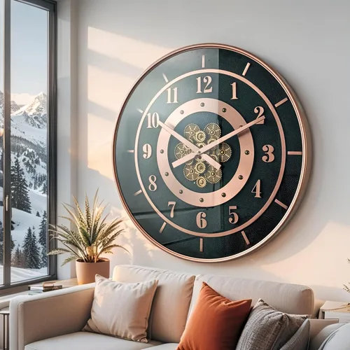 Vista 5 de THE GEARS CLOCK Reloj de pared con engranaje móvil real de 24 pulgadas, línea Suecia, Gotemburgo (24 pulgadas (23.2 in)