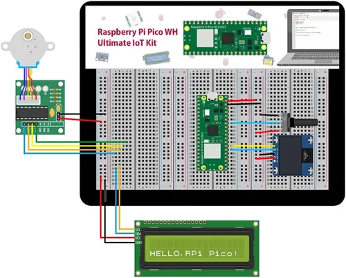 Vista 6 de GeeekPi Kit definitivo para Raspberry Pi Pico W con encabezados, tutoriales detallados, ejemplos de proyectos, varios elementos para programación