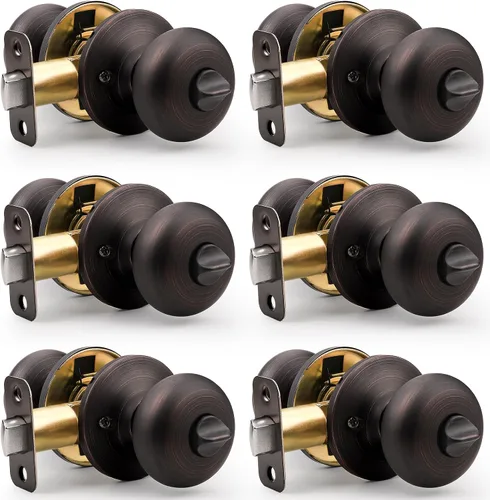 Vista 16 de Probrico Pomos de puerta de privacidad para interiores, color negro mate, 1 paquete de pomos de puerta de baño para cama, función de bloqueo