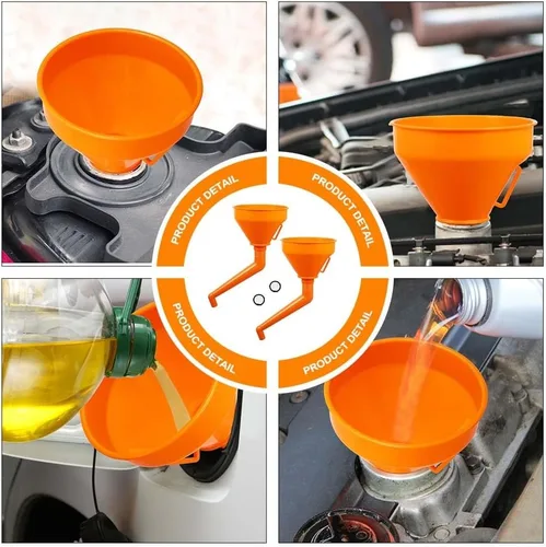 Vista 5 de VICASKY Embudo automotriz en ángulo recto sin derrames multifunción de plástico de cuello largo embudo de aceite de extensión de embudo de coche