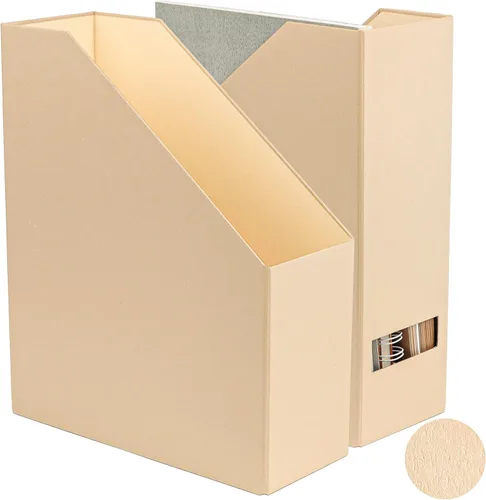 Vista 8 de Soporte para revistas, organizador de archivos y escritorio, organizador de libros de cartón y caja de almacenamiento para documentos, estante